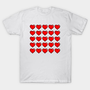 Red Hearts Beautiful Pattern T-Shirt